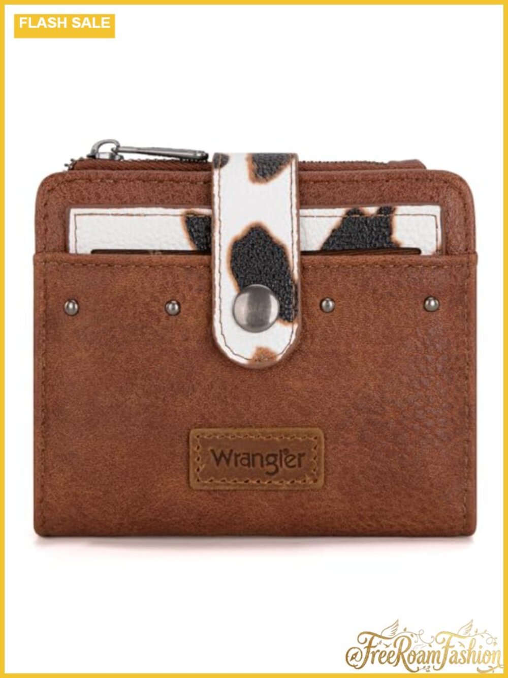 RFID Bifold Wallet Vegan Leather Western Cow Print Small Card Case